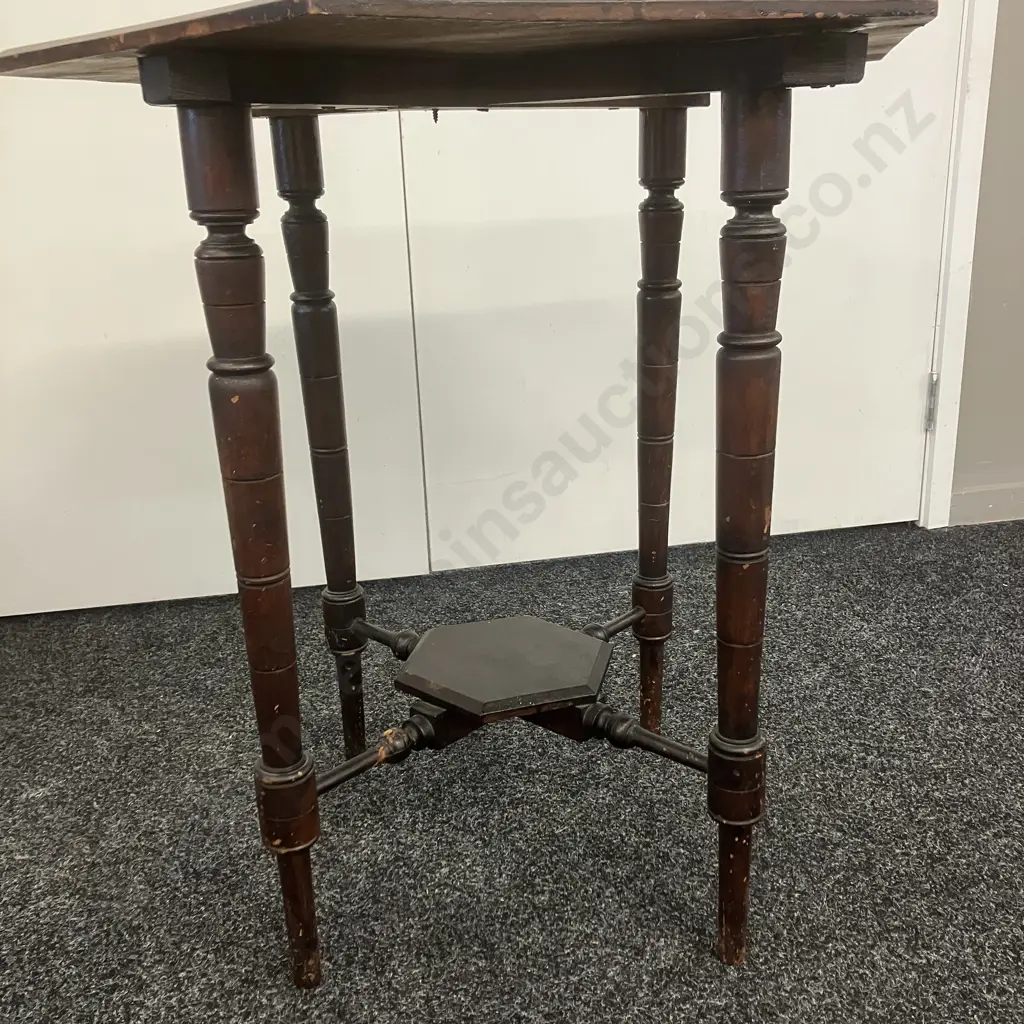 Arts & Crafts Carved Octagonal Bobbin Leg Side Table. 71 x 61cm Image 1++
