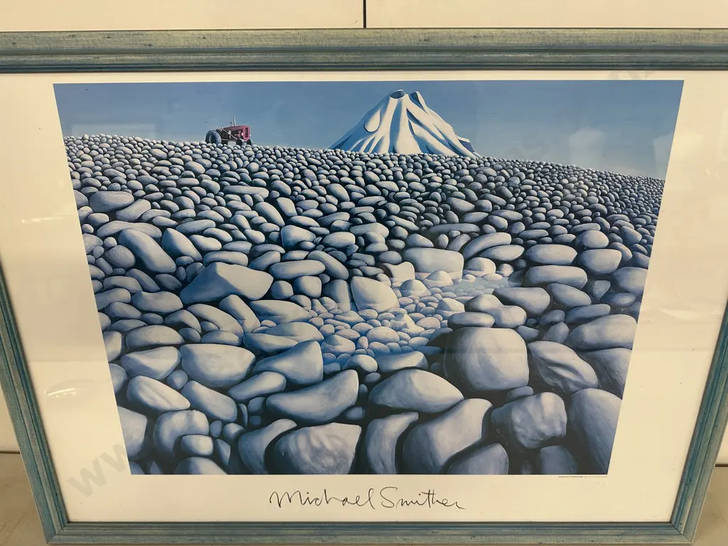 'Rocks with Mountain' by Michael Smither Framed Fine Art Print. 56 x 77cm Image 1++