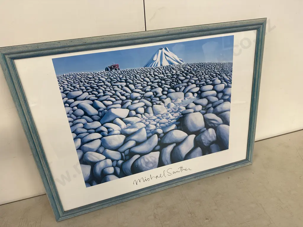 'Rocks with Mountain' by Michael Smither Framed Fine Art Print. 56 x 77cm Image 1++