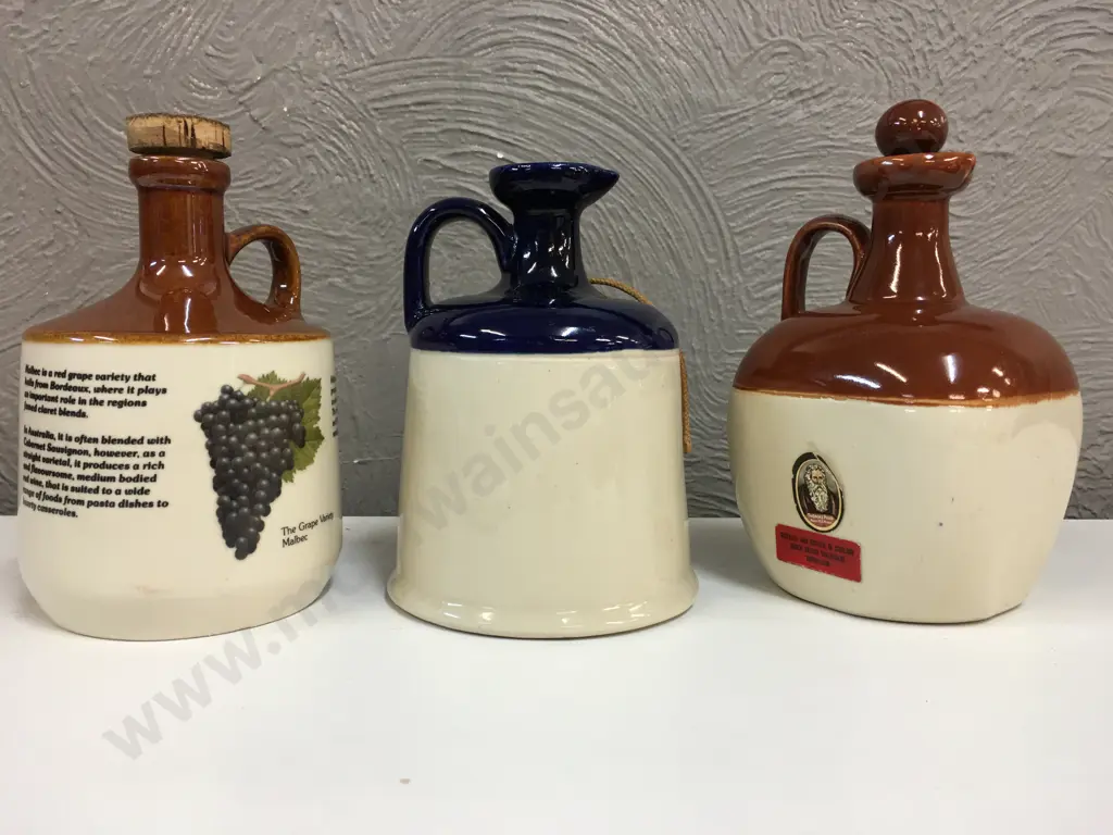 Selection Of Whiskey & Port Stoneware Bottles Including Grand Parr, Grants & Brown Brothers Port Image 1++