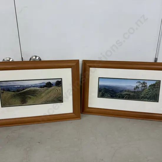 Janet Bothner-By Rimu Framed Art Prints - The Crater At Mount Eden NZ 35 x 52cm & Untitled Landscape. 33 x 54cm