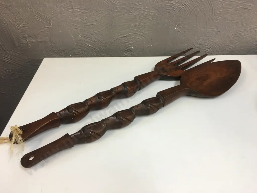 Decorative Wooden Spoon & Fork L73cm. Image 1++