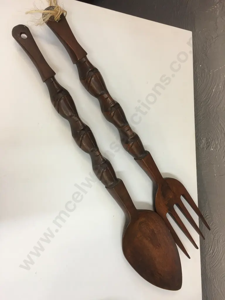 Decorative Wooden Spoon & Fork L73cm. Image 1++