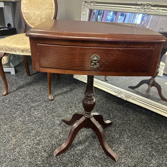 Mahogany Single Drawer Pedestal Hall Table H65,W48,D35cm.