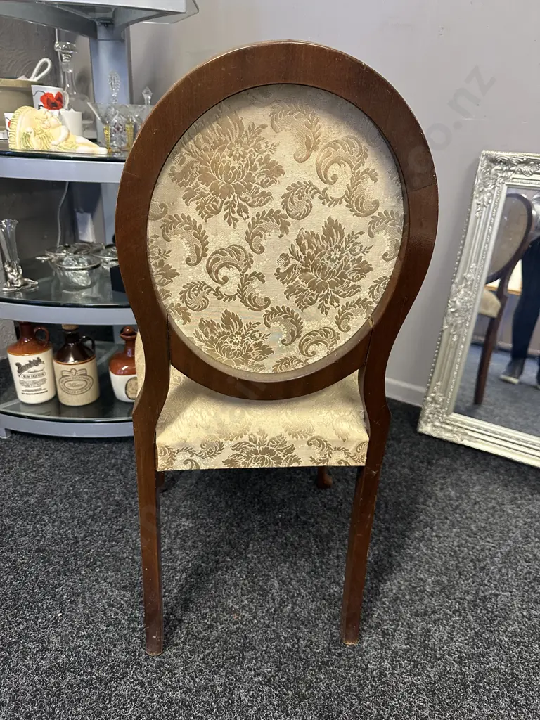 Vintage Queen Anne Mahogany Ladies Vanity Chair Butter Cream Upholstery Image 1++
