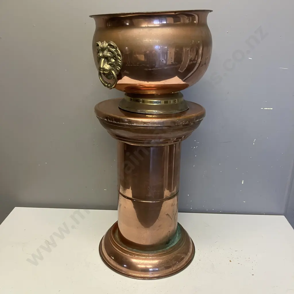 Copper & Brass Planter With Stand. H67cm Image 1++