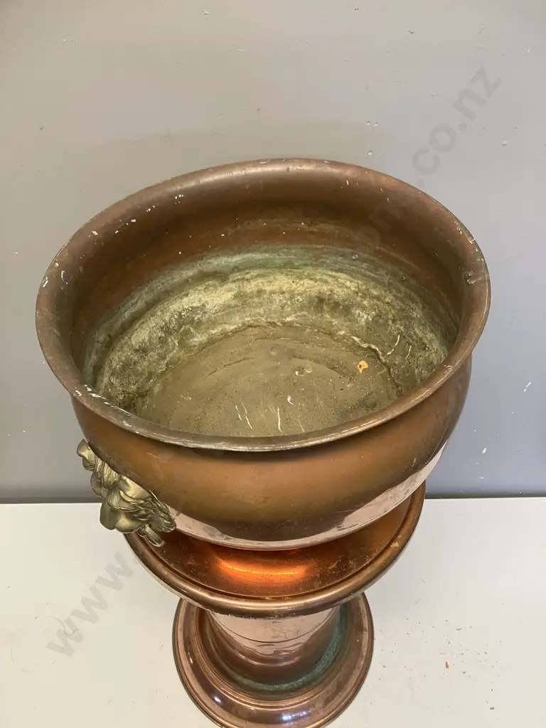 Copper & Brass Planter With Stand. H67cm Image 1++