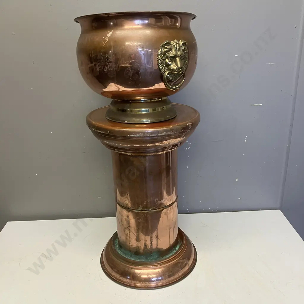 Copper & Brass Planter With Stand. H67cm Image 1++