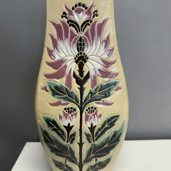 Vietnam Vietnamese Dona Ceramic Vase Embossed Design H30cm.