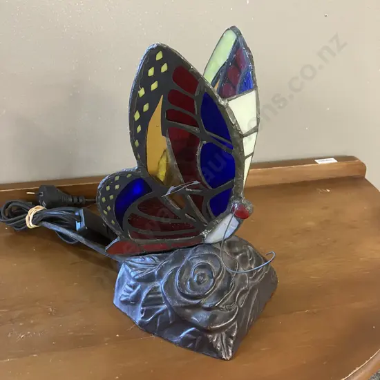 Tiffany Style Butterfly Lamp. H24cm (As Found)