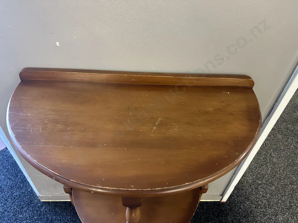Mahogany Style Two Tier Half Round Table H77,W66,D35cm. Image 1++