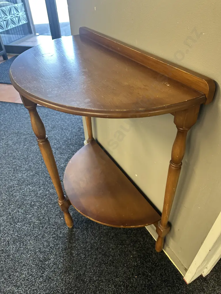 Mahogany Style Two Tier Half Round Table H77,W66,D35cm. Image 1++