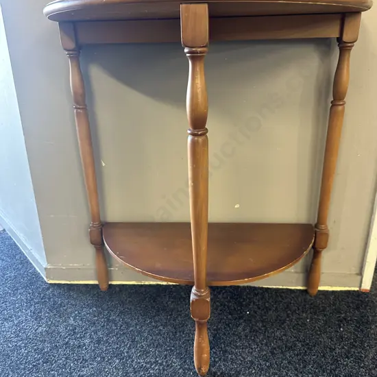 Mahogany Style Two Tier Half Round Table H77,W66,D35cm.