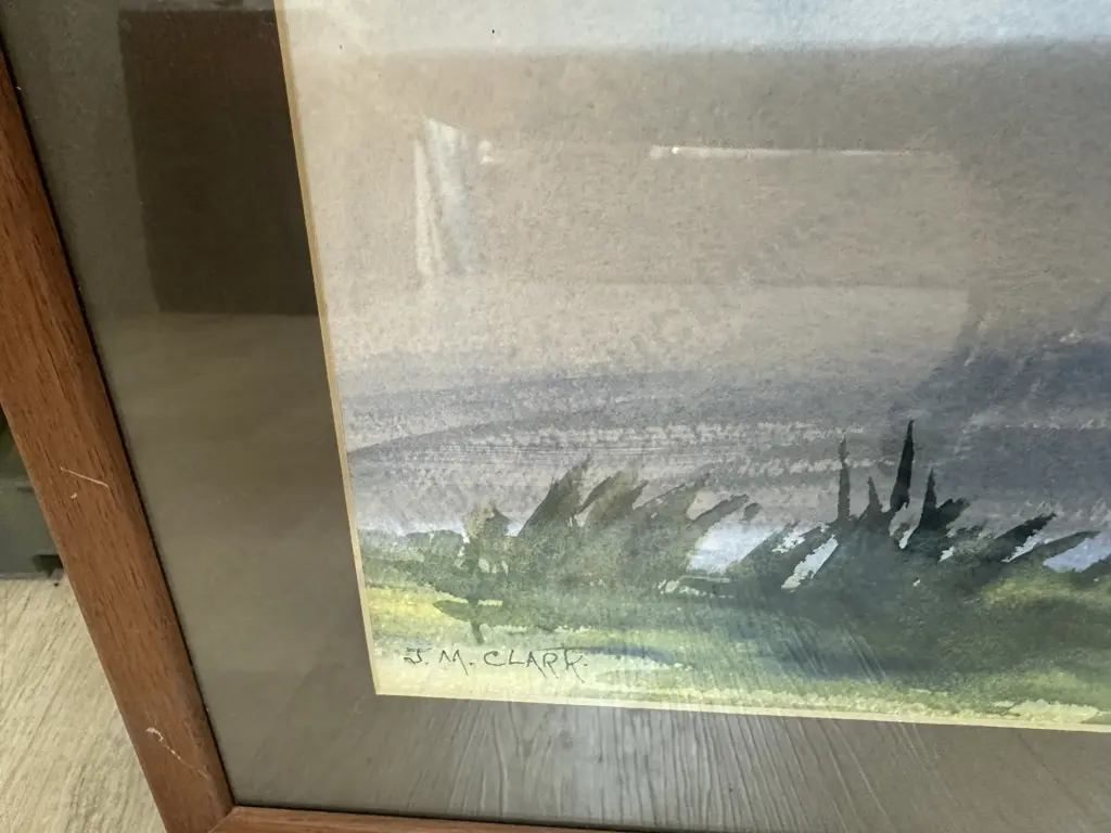 Original Water Colour Framed Signed J.M.Clark 'Boats On Water' H54,W72cm.  Image 1++