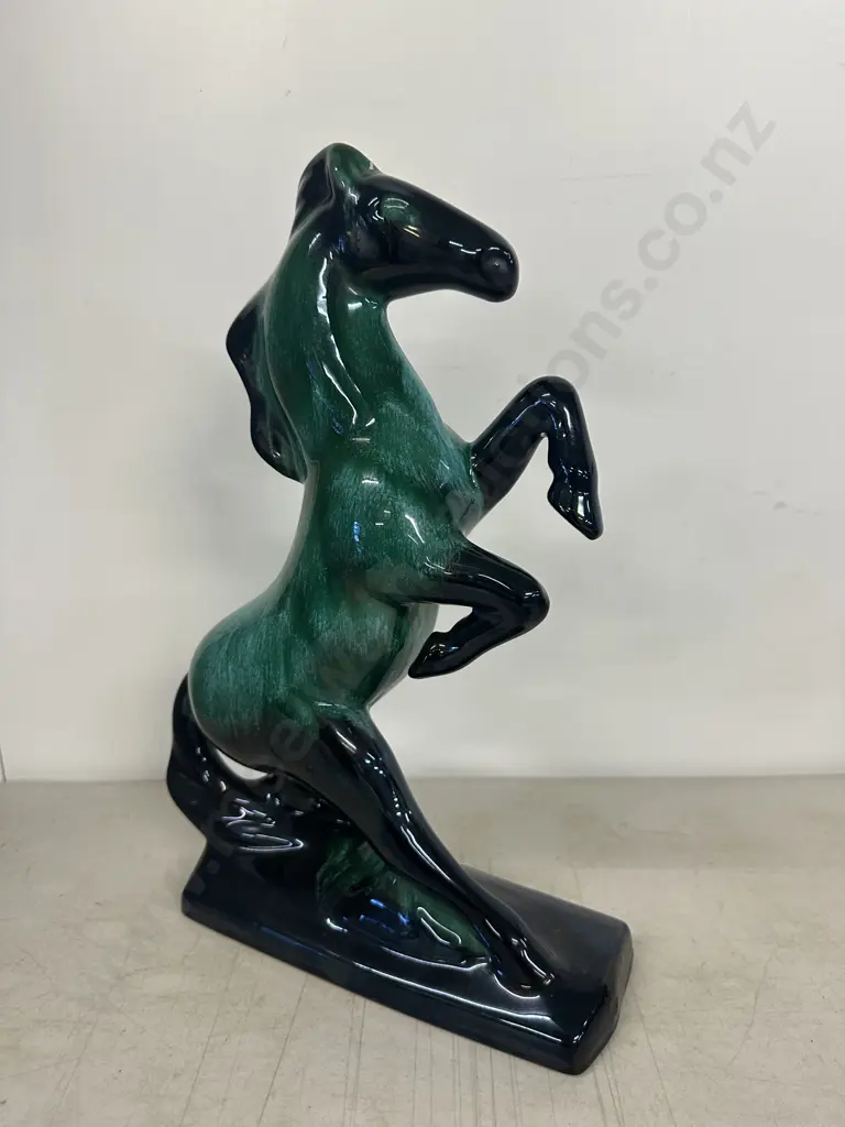 Vintage Blue Mountain Rearing Horse Green/Black H37,W23cm. Image 1++