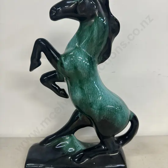 Vintage Blue Mountain Rearing Horse Green/Black H37,W23cm.
