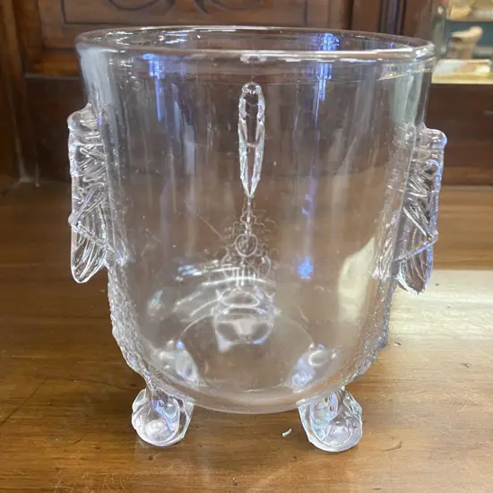 Early American Pressed Glass Co. (EAPG) Grasshopper Design Victorian Three Footed Jar