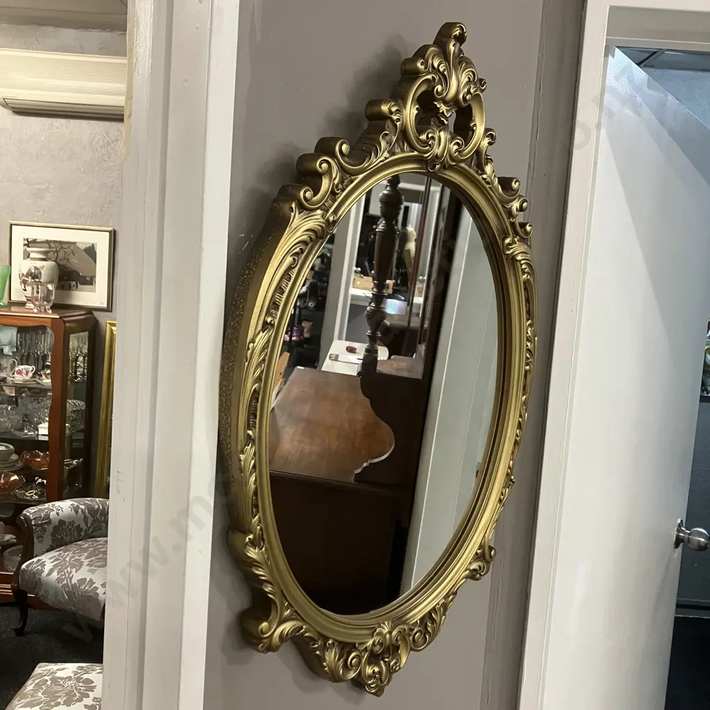 Vintage Gold Ornate Wall Mirror By Mirror Craft New Zealand. 69 x 43cm Image 1++