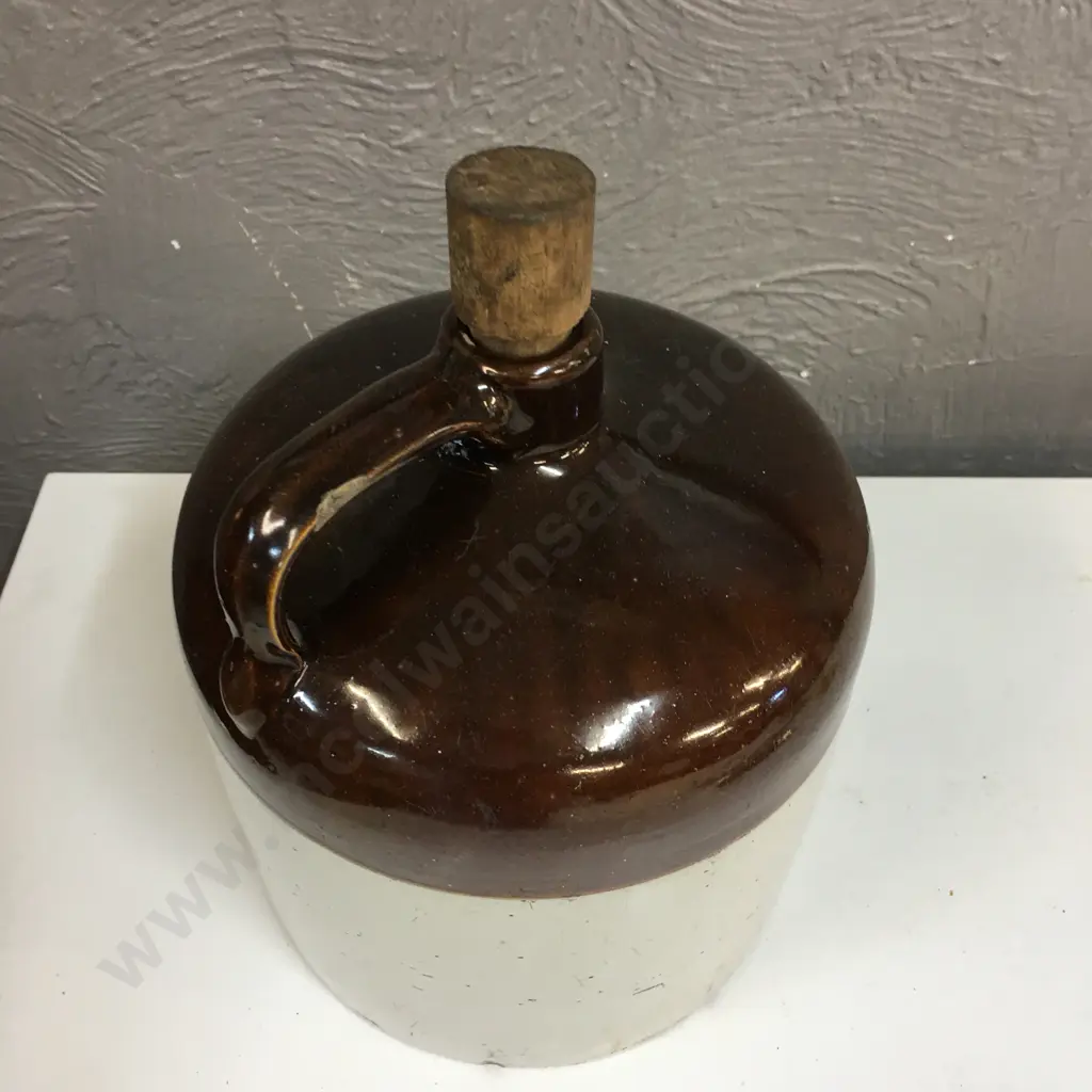 Vintage Two Toned Crock Stoneware With Cork H38cm. Image 1++