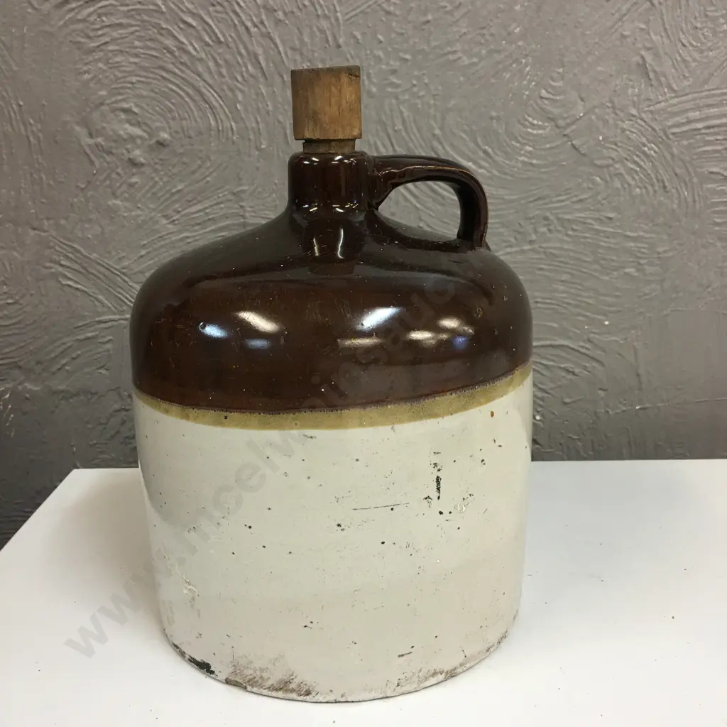 Vintage Two Toned Crock Stoneware With Cork H38cm. Image 1++