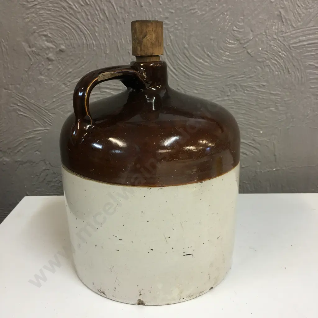 Vintage Two Toned Crock Stoneware With Cork H38cm. Image 1++