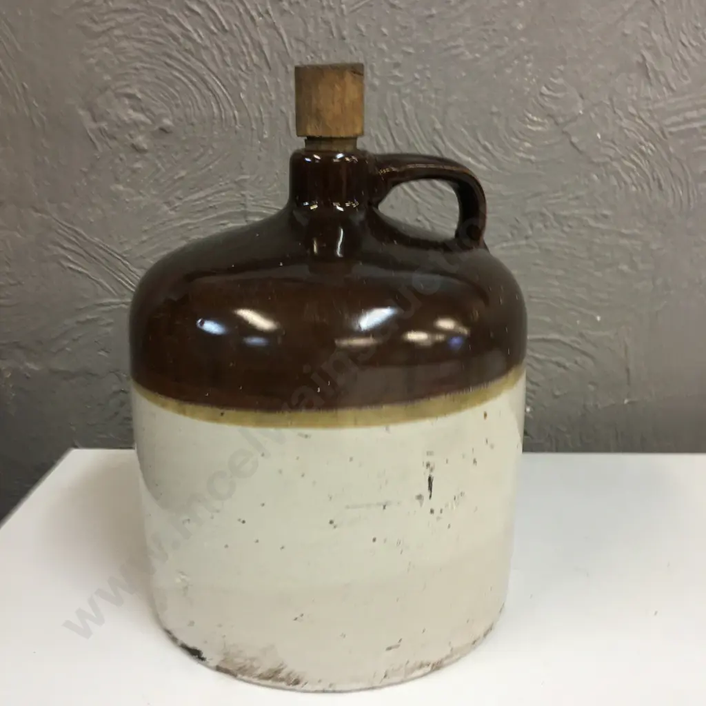 Vintage Two Toned Crock Stoneware With Cork H38cm. Image 1++