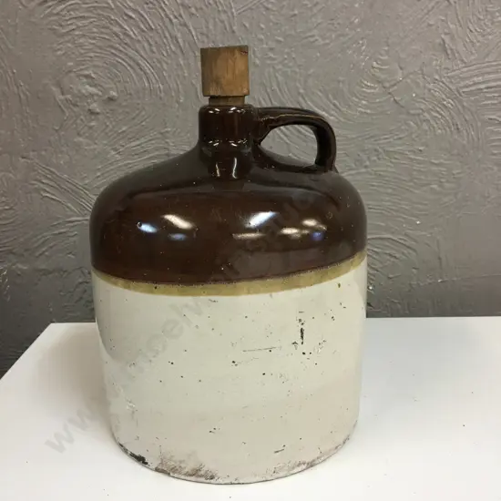 Vintage Two Toned Crock Stoneware With Cork H38cm.