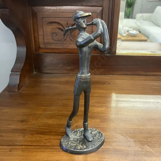 Mid Century Modern Bronze Golfer Figurine. 27cm