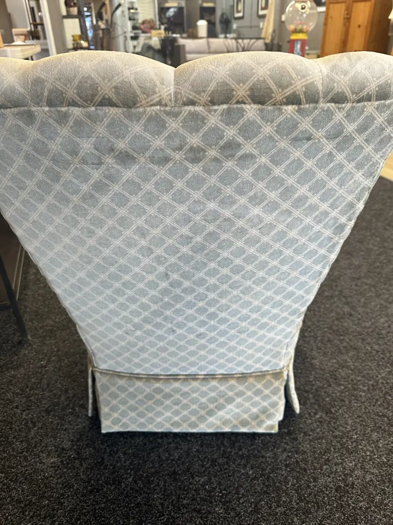 Vintage Slipper Chair Green Patterned Upholstery   Image 1++