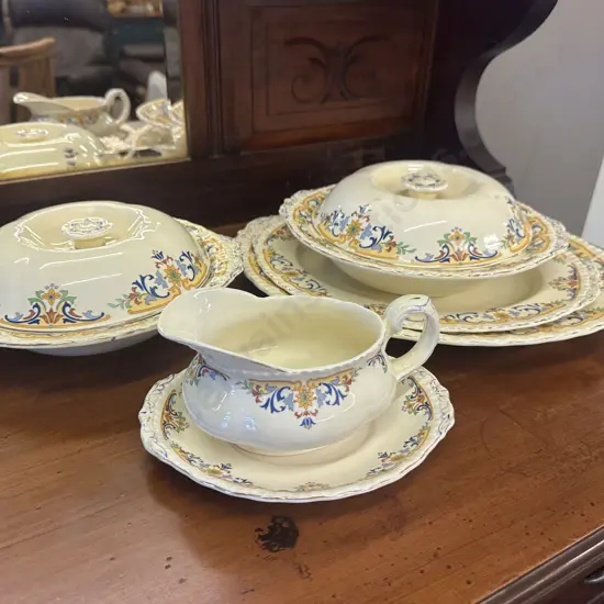 Grindley Serving Ware Including Oval Platters, Lidded Serving Dishes, Gravy Jug & Under Plate  