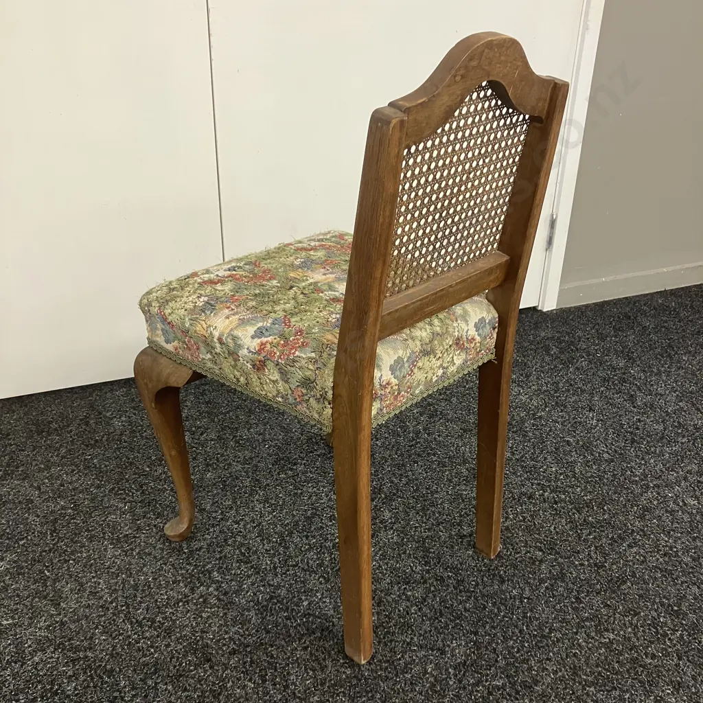 French Style Mahogany & Rattan Small Dresser Chair With Tapestry Upholstered Seat. H77cm Image 1++