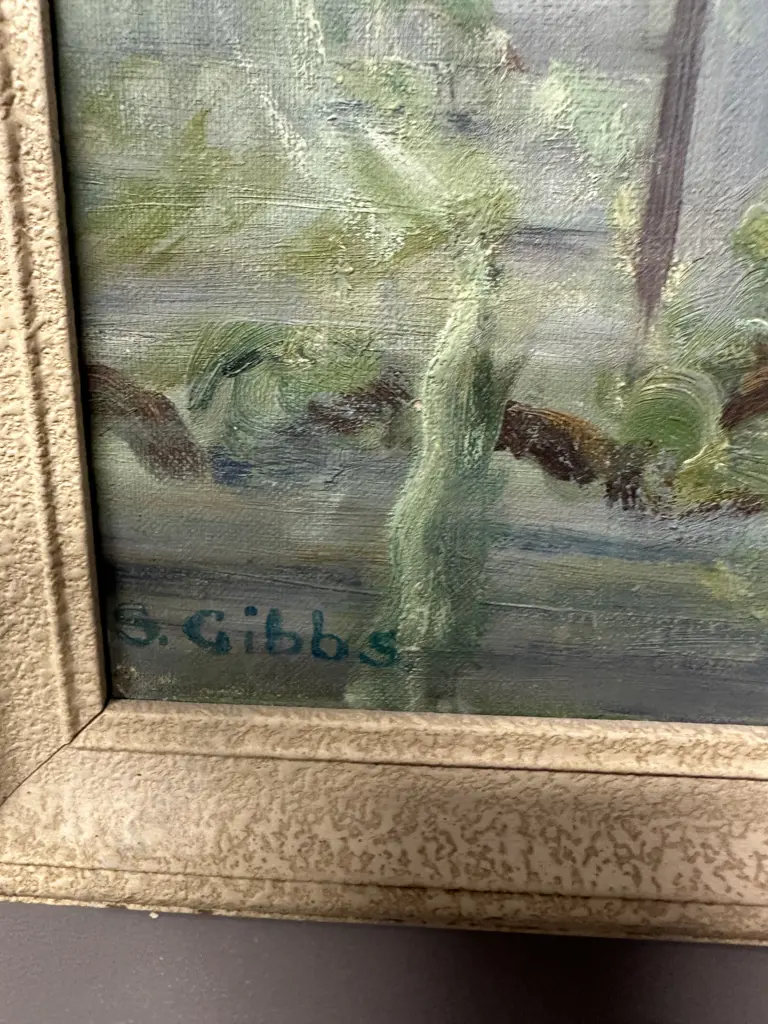 Vintage Framed Original Artwork Titled 'Next Door' By S.Gibbs H67,W61cm. Image 1++