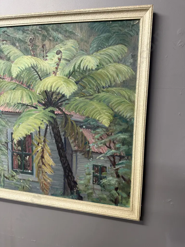 Vintage Framed Original Artwork Titled 'Next Door' By S.Gibbs H67,W61cm. Image 1++