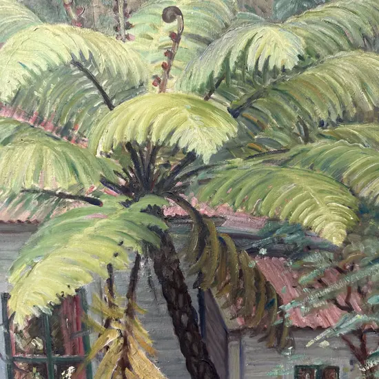 Vintage Framed Original Artwork Titled 'Next Door' By S.Gibbs H67,W61cm.