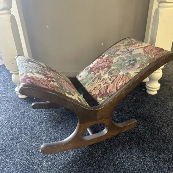 Vintage Gout Stool With Tapestry Fabric