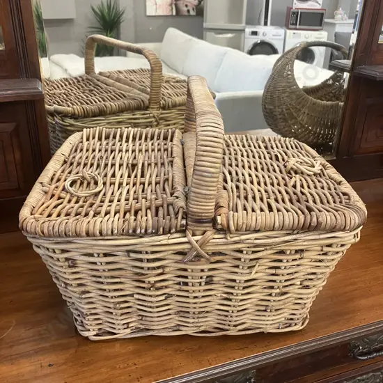 Vintage Cane Picnic Hamper