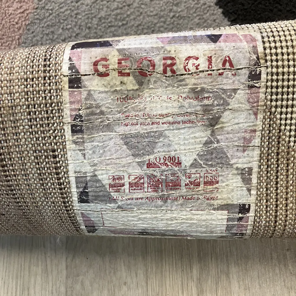 Georgia Brand Floor Rug. 223 x 160cm - Modernist Black / Grey / Pink Colours (As Found) Image 1++