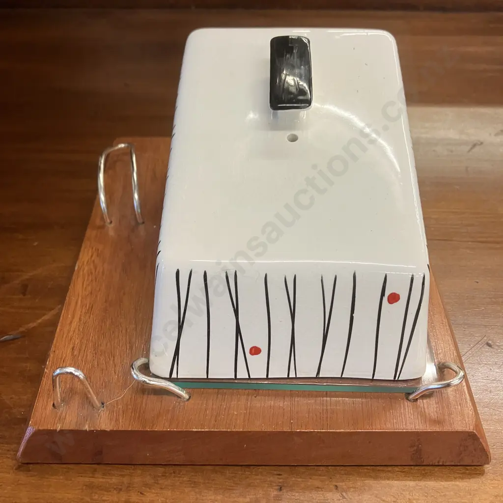Kirkham Pottery Butter Dish And Wynncraft Stand Red Dot Black Streak Atomic & Retro Fondue Forks With Salt & Pepper Set Image 1++