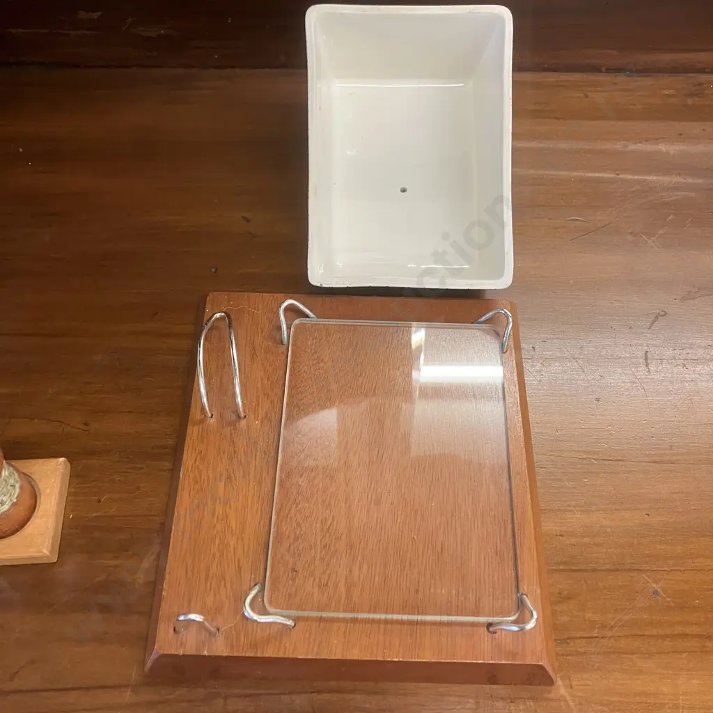 Kirkham Pottery Butter Dish And Wynncraft Stand Red Dot Black Streak Atomic & Retro Fondue Forks With Salt & Pepper Set Image 1++