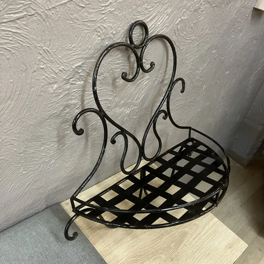 Wrought Iron Wall Mount Planter Shelf. H51 W52 D22cm Image 1++
