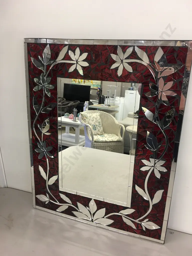Decorative Red Mosaic Mirror H50,W40cm. Image 1++