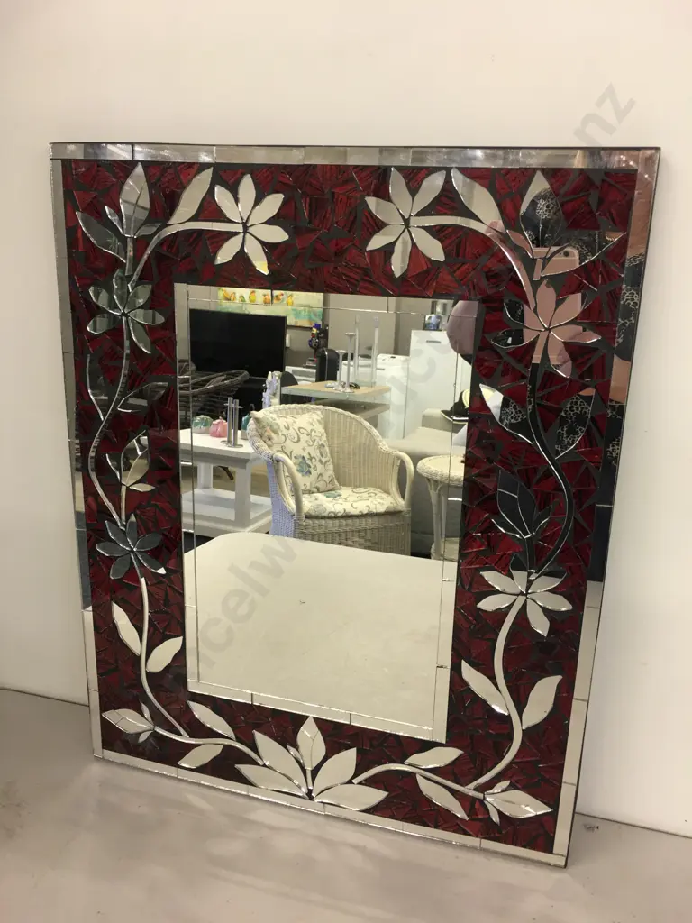 Decorative Red Mosaic Mirror H50,W40cm. Image 1++