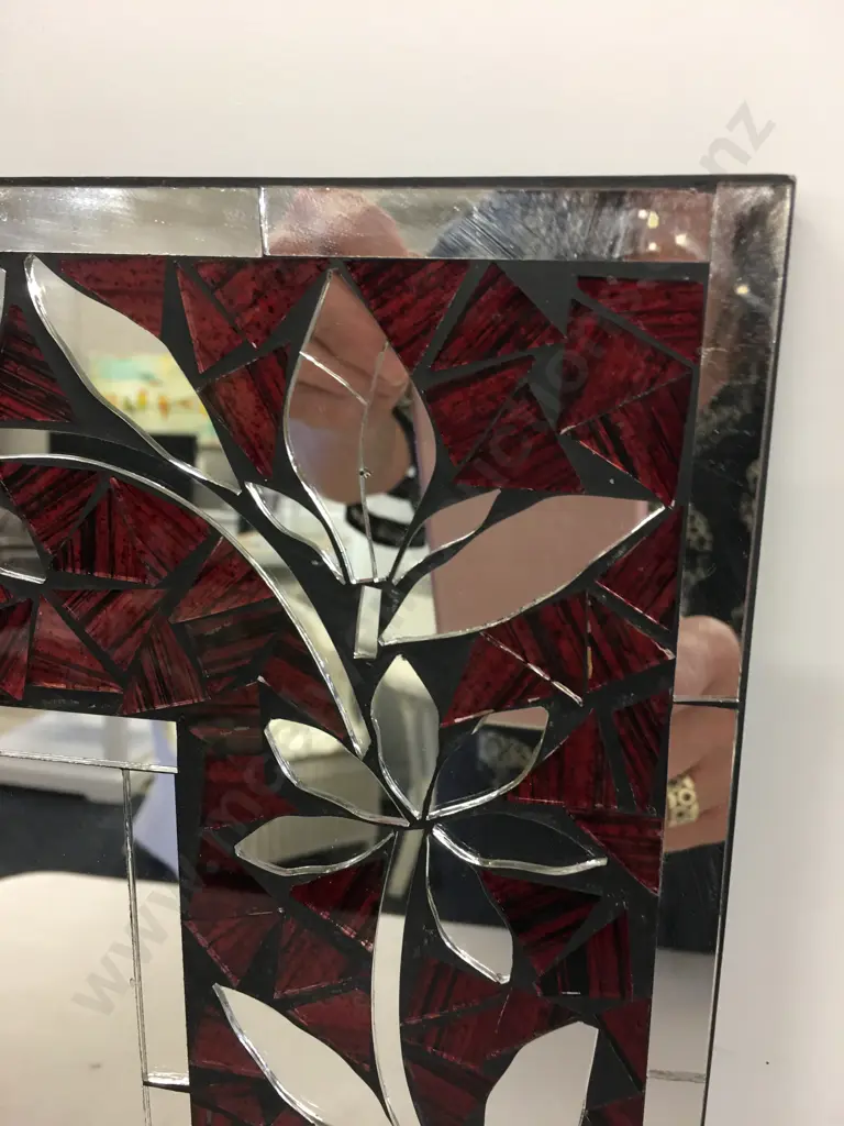 Decorative Red Mosaic Mirror H50,W40cm. Image 1++