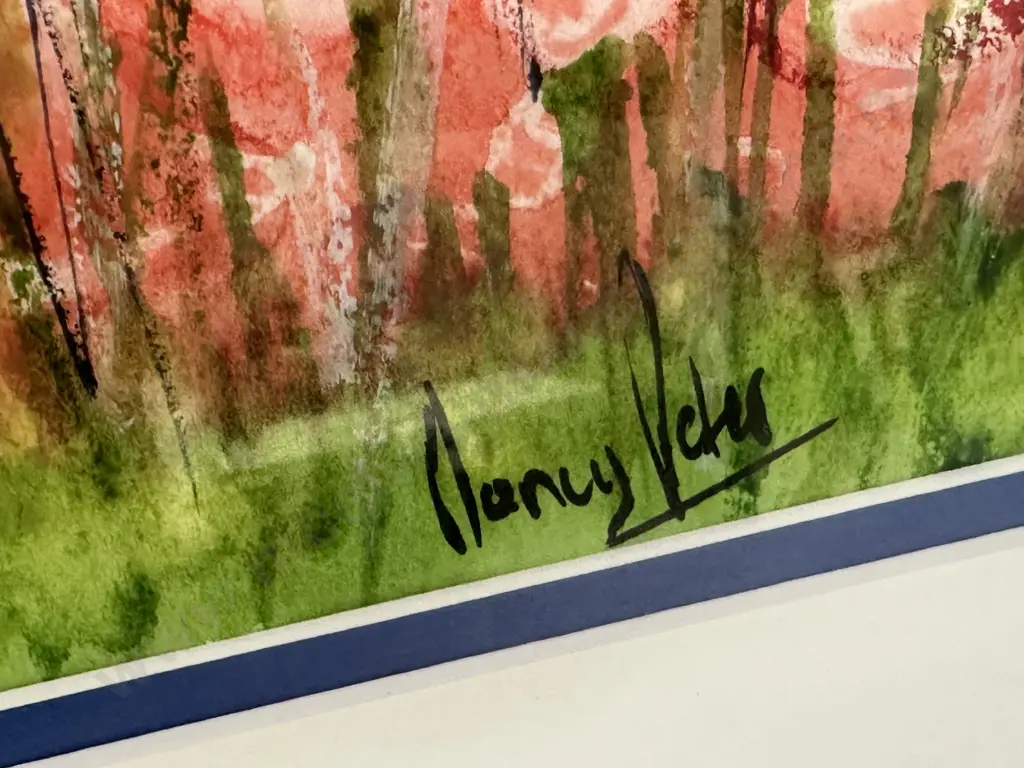 Original Water Colour Framed Signed 'Flowers In Field' H63,81cm. Image 1++