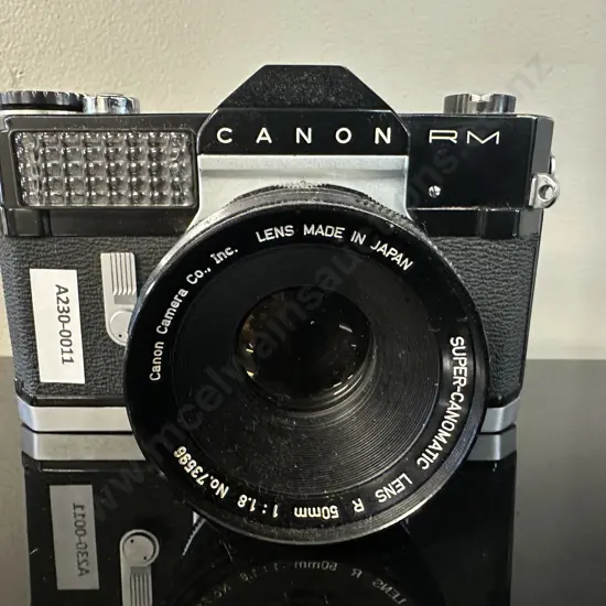 Canon Canonflex RM (#191539) 35mm SLR Camera with Super-Canomatic R 50mm f/1.8 Lens (#73596)- Japan 1962