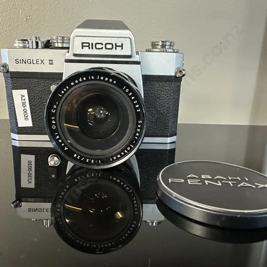 Ricoh Singlex II 35mm SLR Camera (#23 204199) with Asahi Opt. Co. Super-Takumar 28mm f3.5 Lens (#1054282) - Japan
