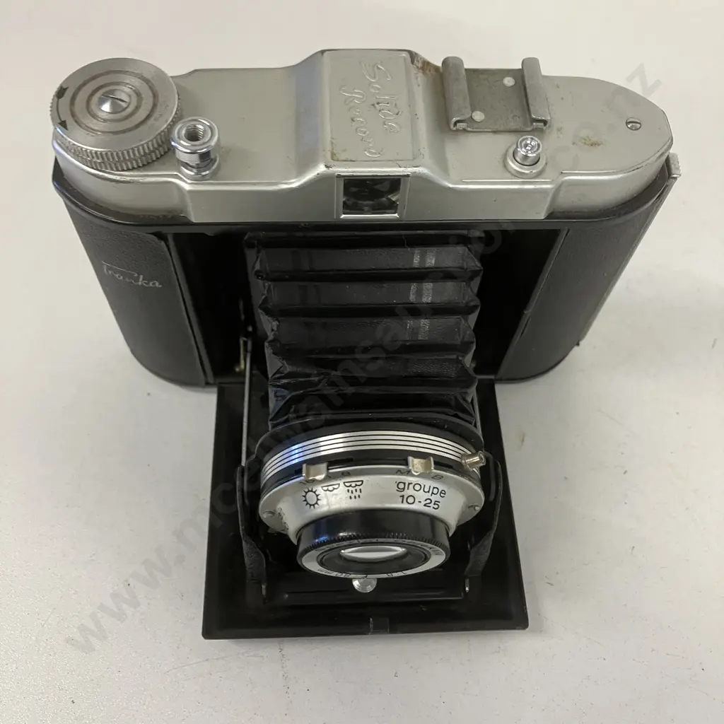 German Franka Solida Record Bellows Camera, Spezial - Objektiv 1:8 - 80 mm Lens & Case "Made In Germany US-Zone" 1940s Image 1++