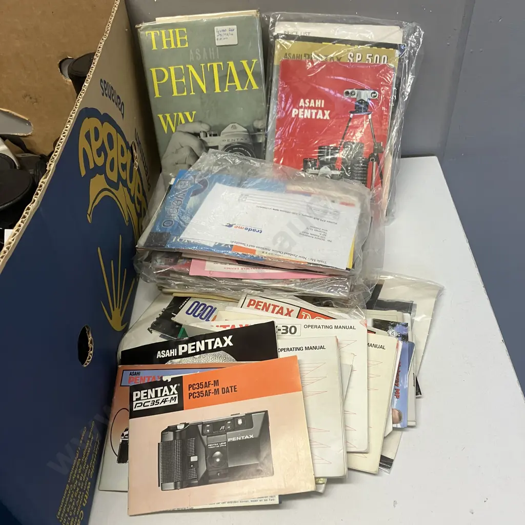 Assorted Pentax Cameras & Pentax Camera Items, Lenses, Books, Assorted Manuals Etc Image 1++