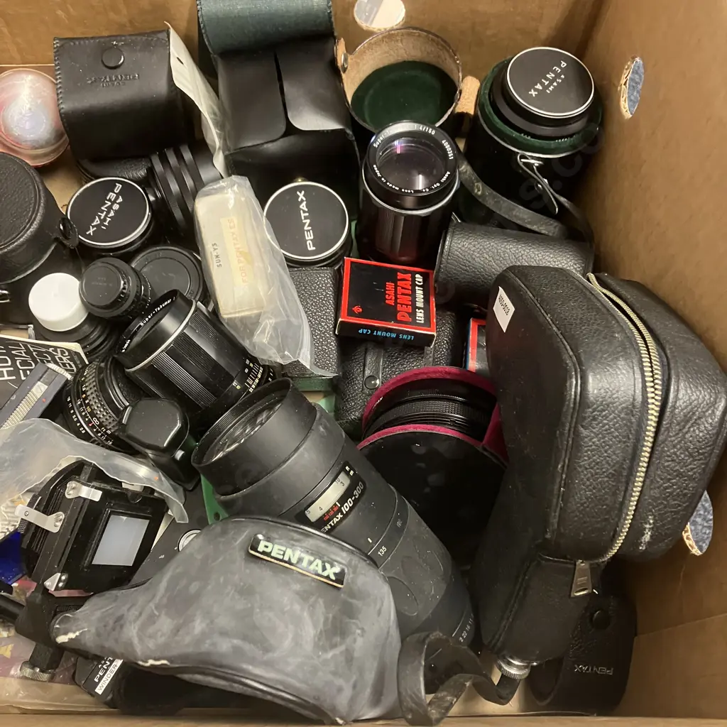 Assorted Pentax Cameras & Pentax Camera Items, Lenses, Books, Assorted Manuals Etc Image 1++