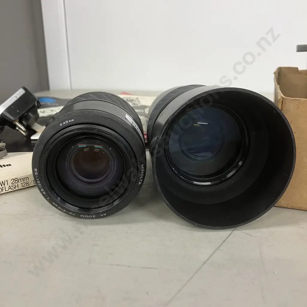Minolta Photography Items - AF 100-300 Zoom xi & AF 70-210 Lens, Minolta 16 Spy Camera, Minolta Autocord Parts Etc Image 1++